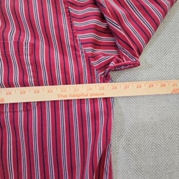 John Ashford Men's Dress Shirt Medium Red Blue Button-Down Striped Long Sleeve - Picture 3 of 13